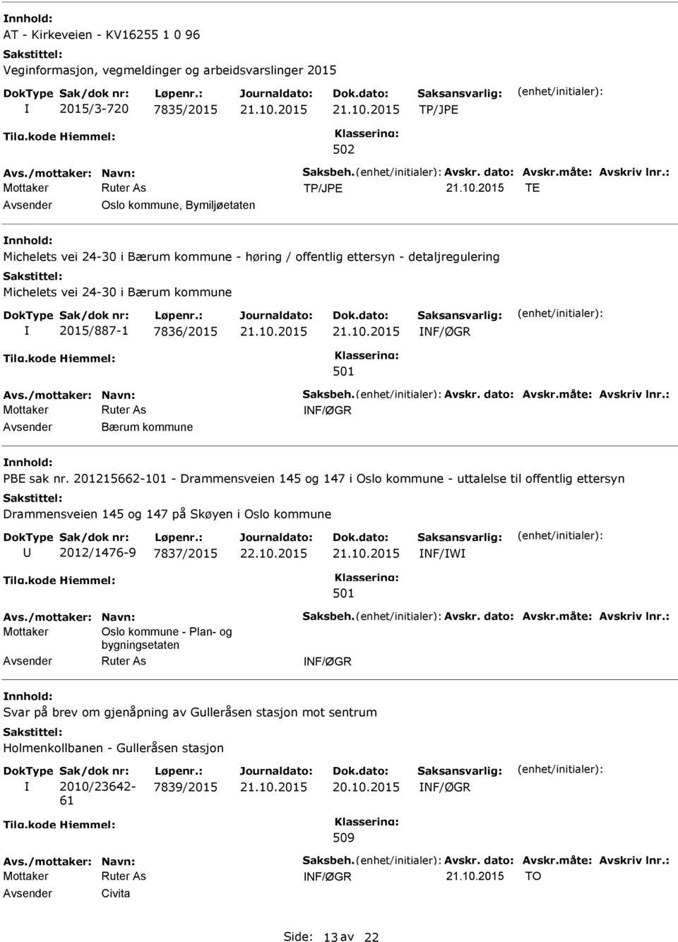 201215662-101 - Drammensveien 145 og 147 i Oslo kommune - uttalelse til offentlig ettersyn Drammensveien 145 og 147 på Skøyen i Oslo kommune 2012/1476-9 7837/2015