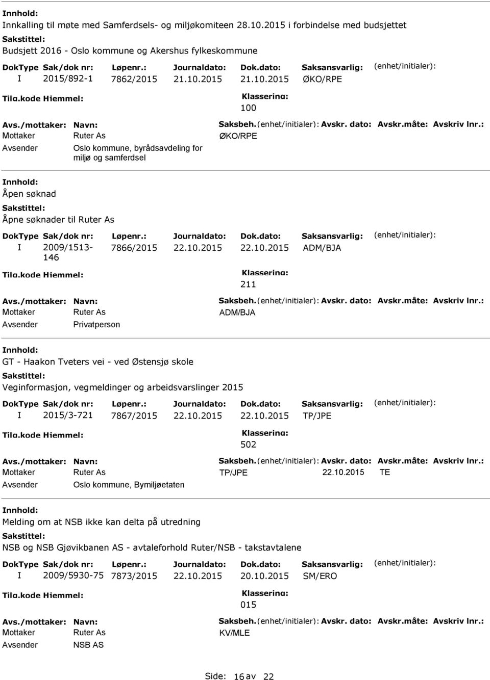 byrådsavdeling for miljø og samferdsel Åpen søknad Åpne søknader til 2009/1513-146 7866/2015 ADM/BJA 211 ADM/BJA Privatperson GT - Haakon Tveters vei