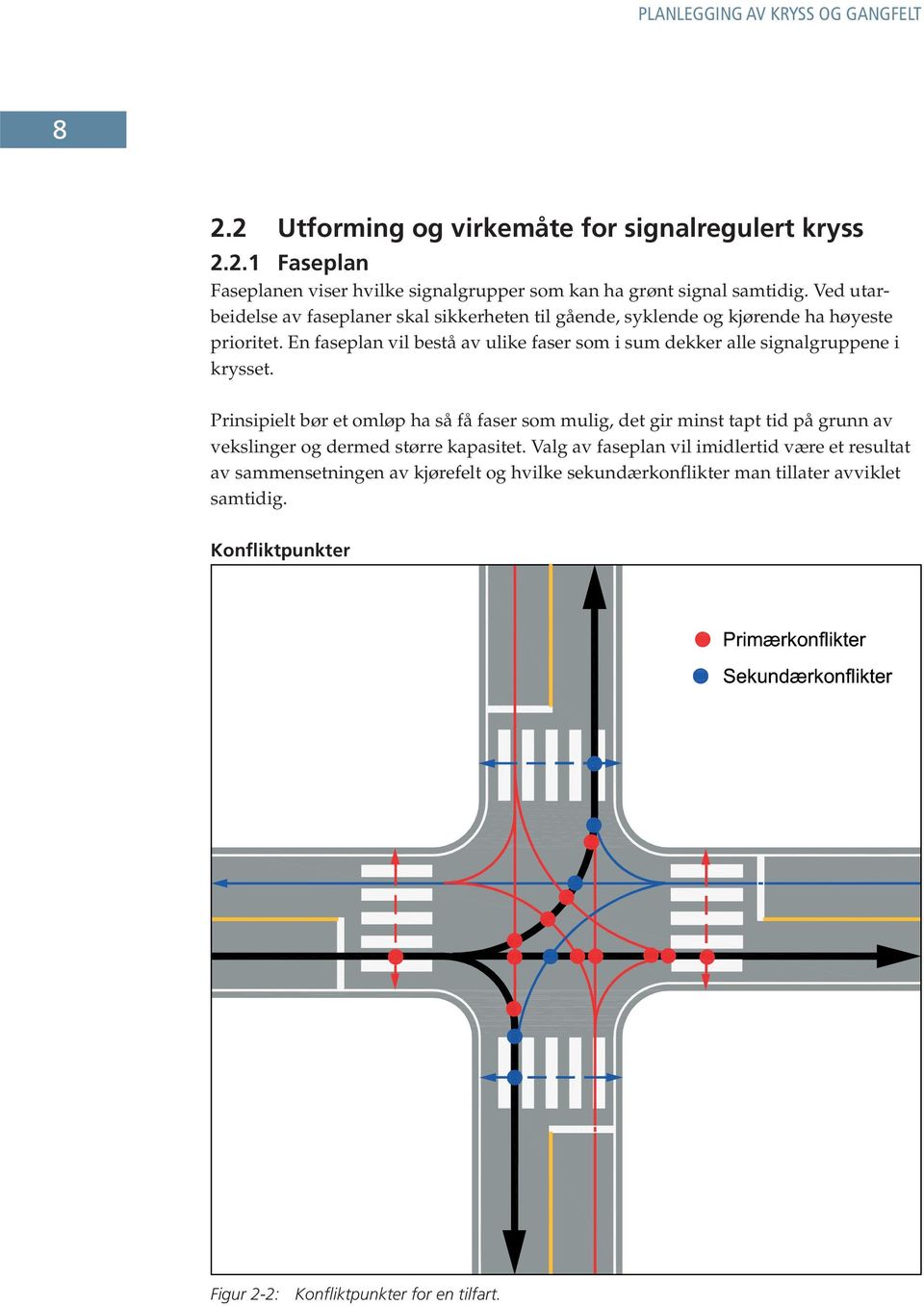 En faseplan vil bestå av ulike faser som i sum dekker alle signalgruppene i krysset.