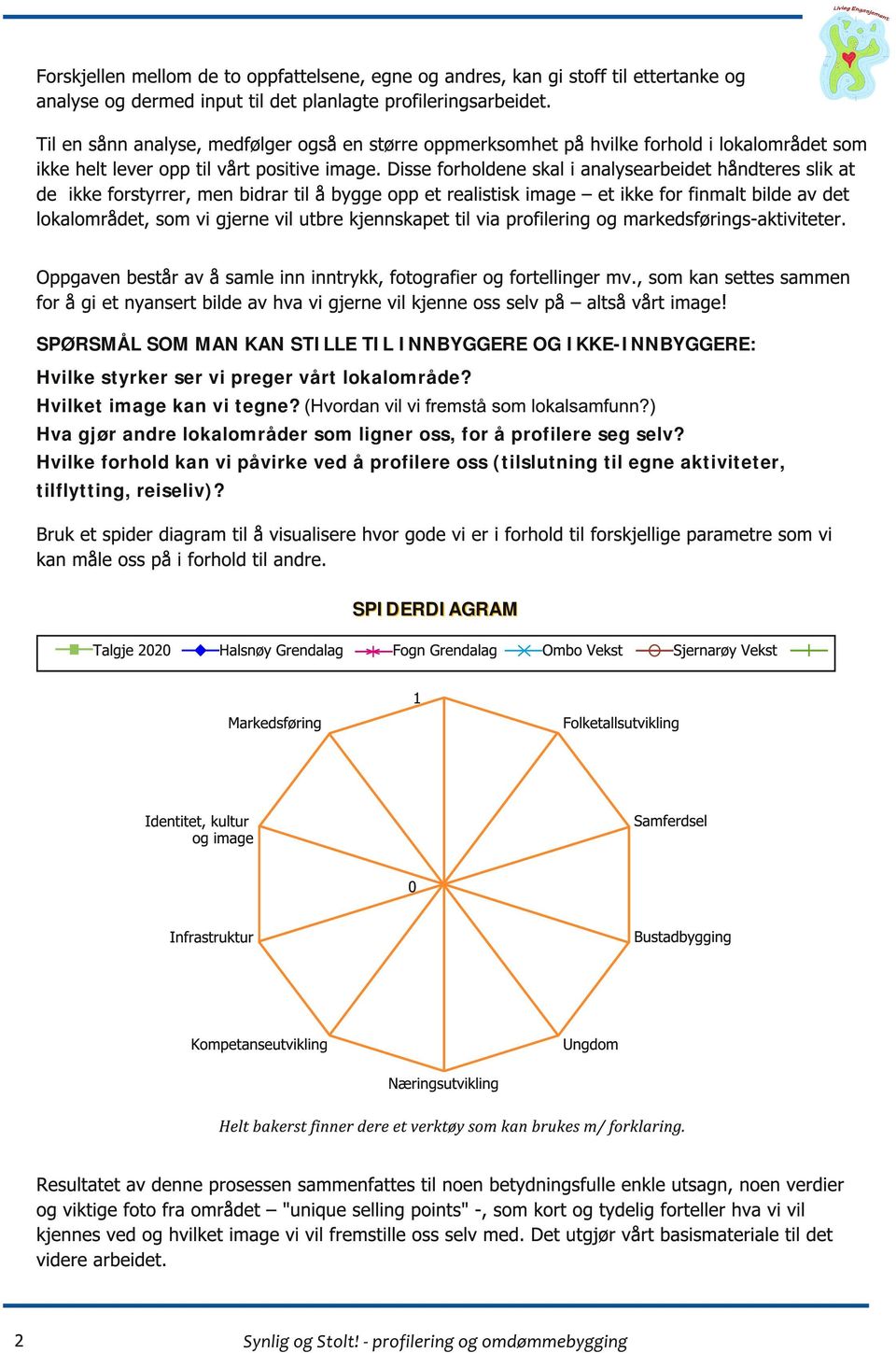 Disse forholdene skal i analysearbeidet håndteres slik at de ikke forstyrrer, men bidrar til å bygge opp et realistisk image et ikke for finmalt bilde av det lokalområdet, som vi gjerne vil utbre