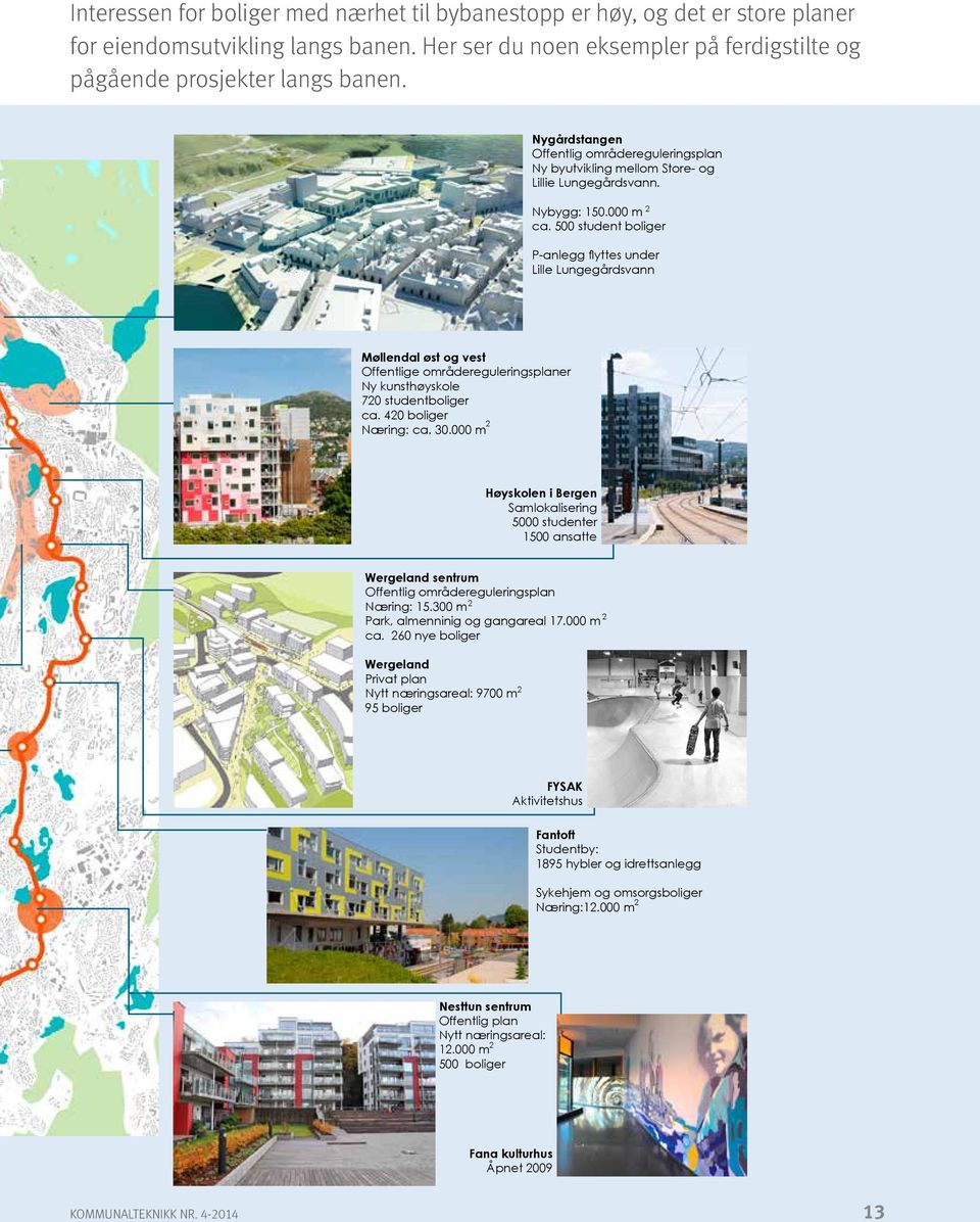 500 student boliger P-anlegg flyttes under Lille Lungegårdsvann Møllendal øst og vest Offentlige områdereguleringsplaner Ny kunsthøyskole 720 studentboliger ca. 420 boliger 2 Næring: ca. 30.