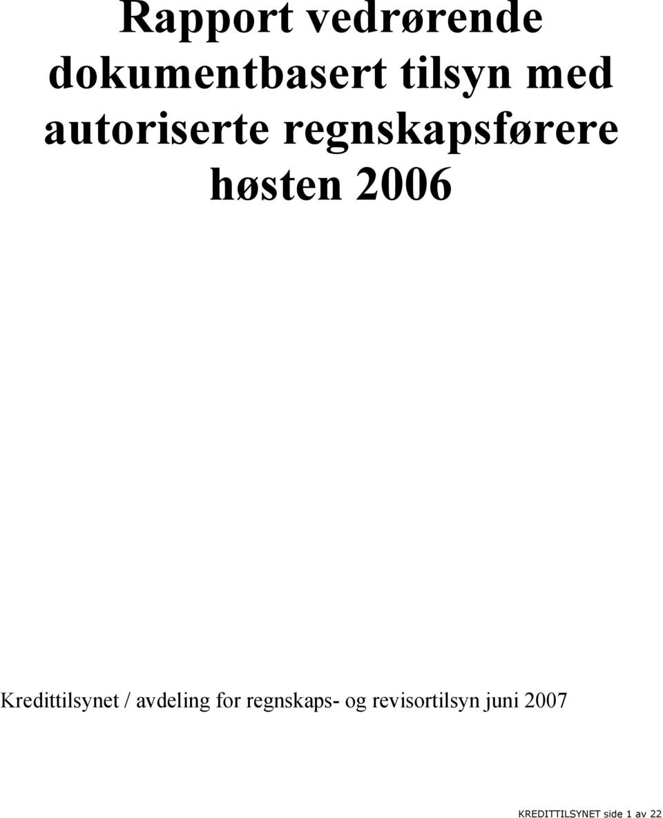 Kredittilsynet / avdeling for regnskaps- og