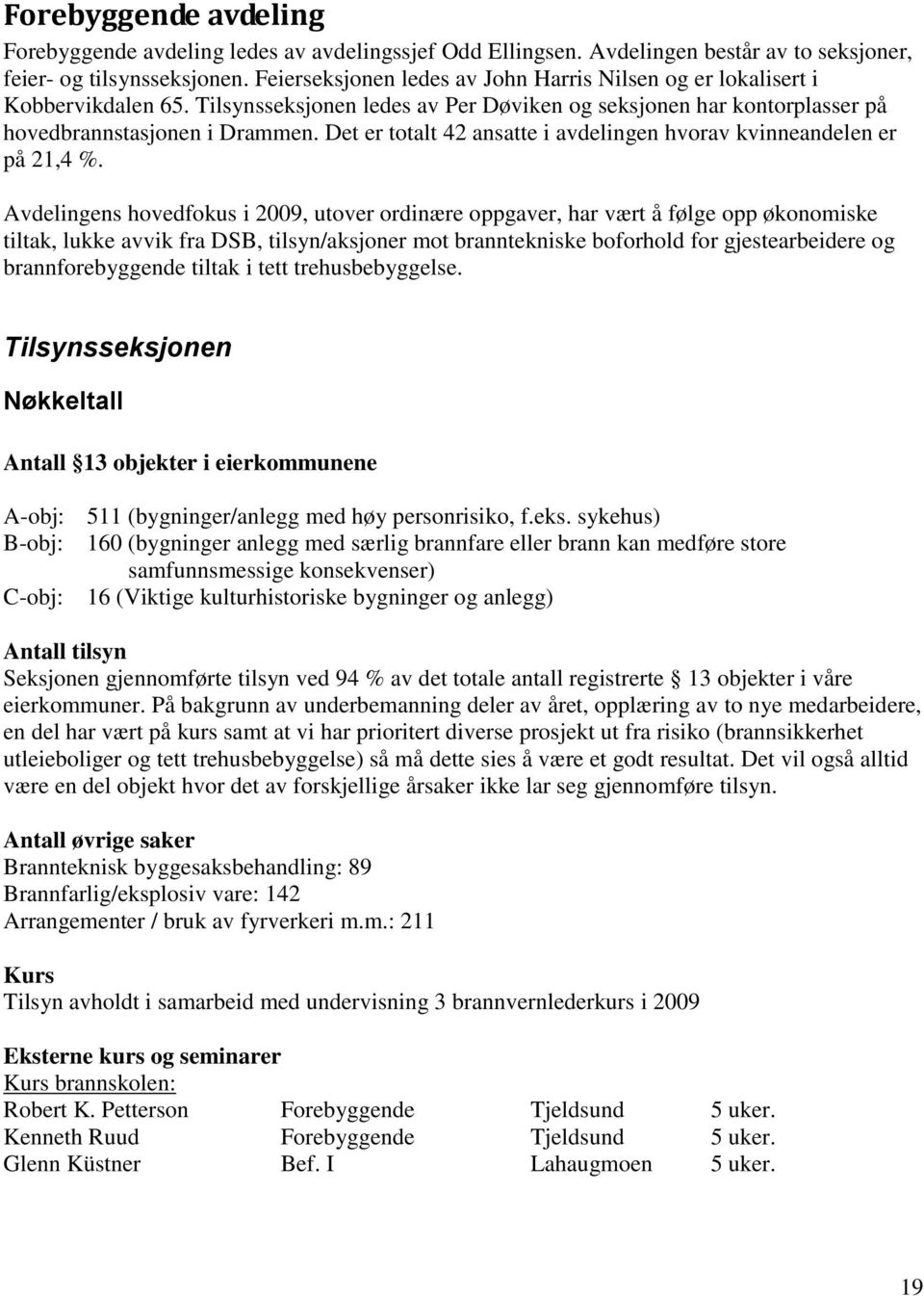 Det er totalt 42 ansatte i avdelingen hvorav kvinneandelen er på 21,4 %.