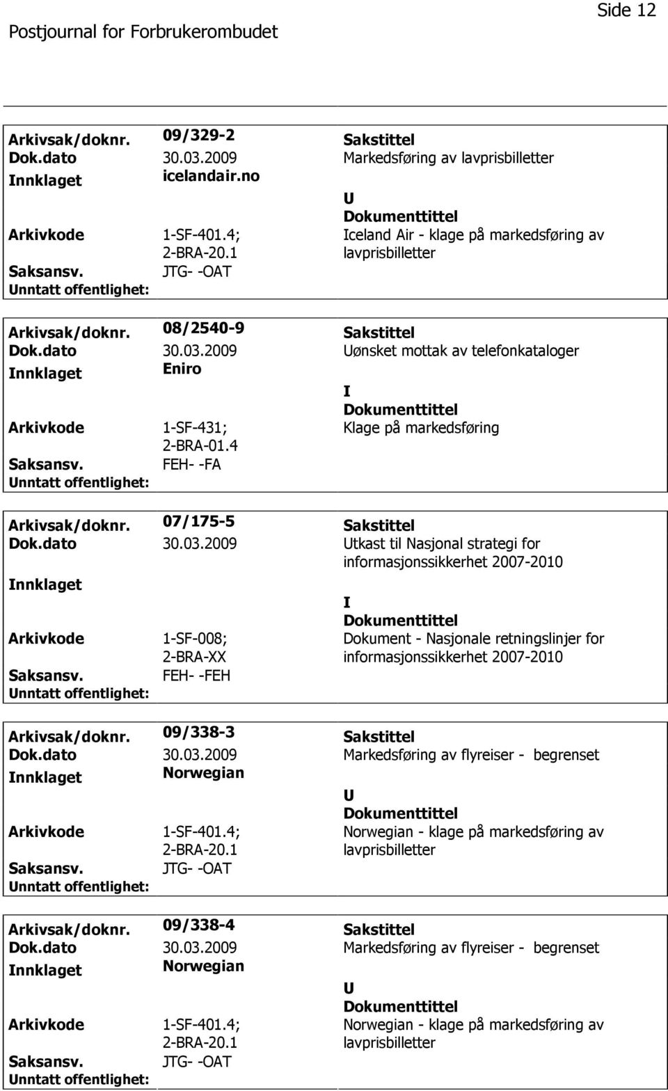 4 Klage på markedsføring FEH- -FA Arkivsak/doknr. 07/175-5 Sakstittel Dok.dato 30.03.