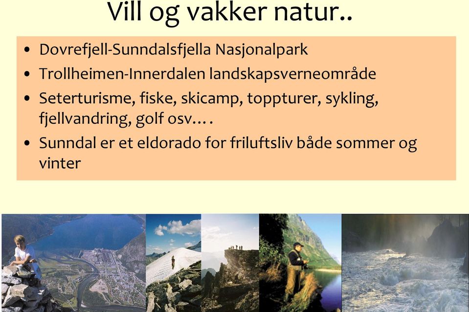 Trollheimen-Innerdalen landskapsverneområde Seterturisme,