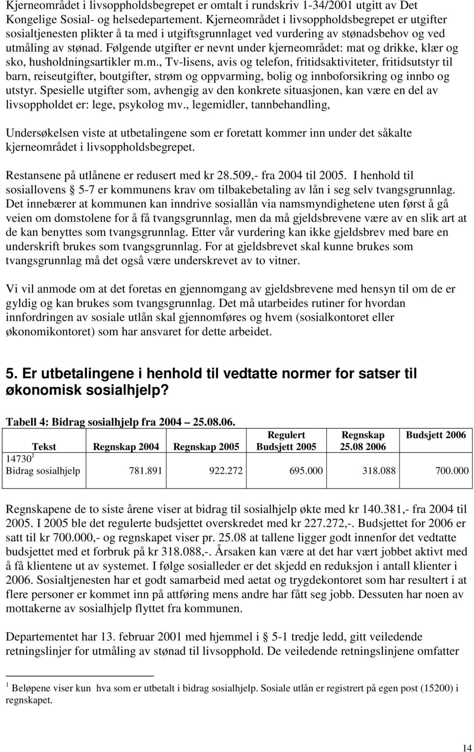 Følgende utgifter er nevnt under kjerneomr