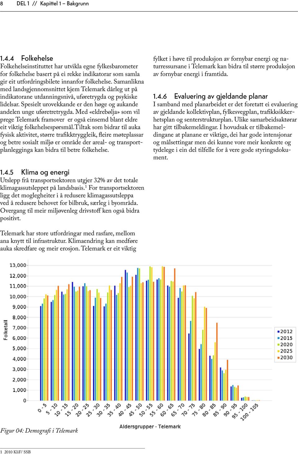 Samanlikna med landsgjennomsnittet kjem Telemark dårleg ut på indikatorane utdanningsnivå, uføretrygda og psykiske lidelsar. Spesielt urovekkande er den høge og aukande andelen unge uføretretrygda.