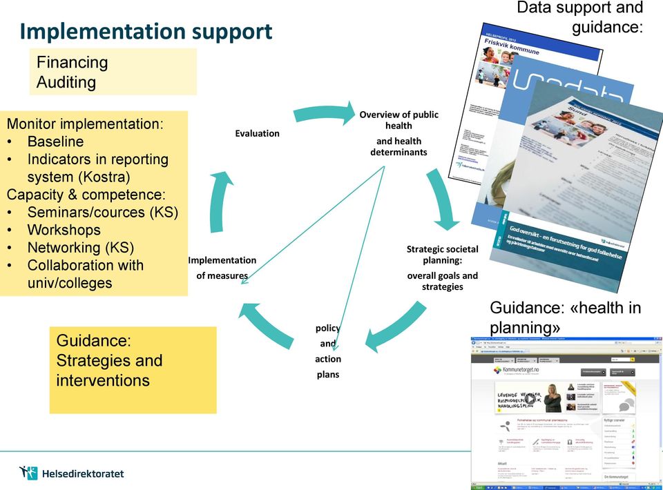 univ/colleges Guidance: Strategies and interventions Implementation of measures Evaluation policy and action plans