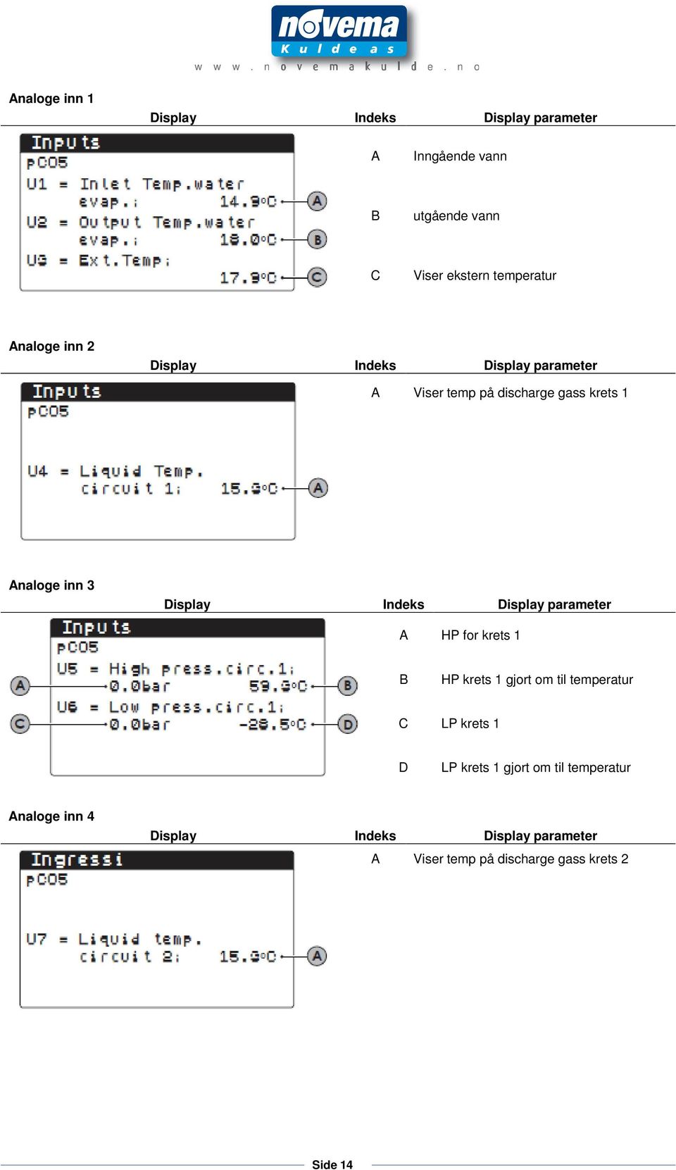 krets 1 HP krets 1 gjort om til temperatur LP krets 1 D LP krets 1