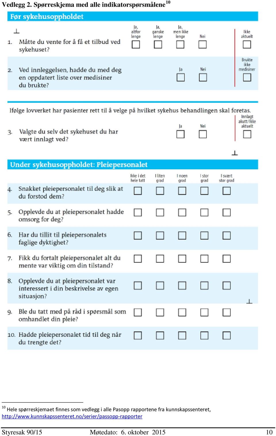 spørreskjemaet finnes som vedlegg i alle Pasopp rapportene