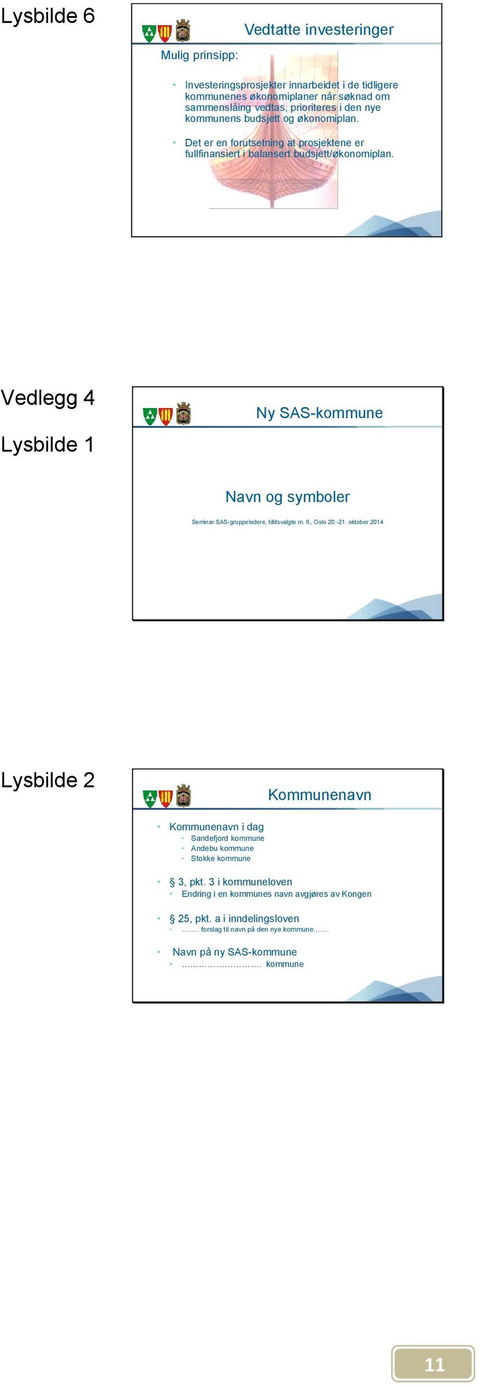 Vedlegg 4 Ny SAS-kommune Lysbilde 1 Navn og symboler Seminar SAS-gruppeledere, tillitsvalgte m. fl., Oslo 20.-21.