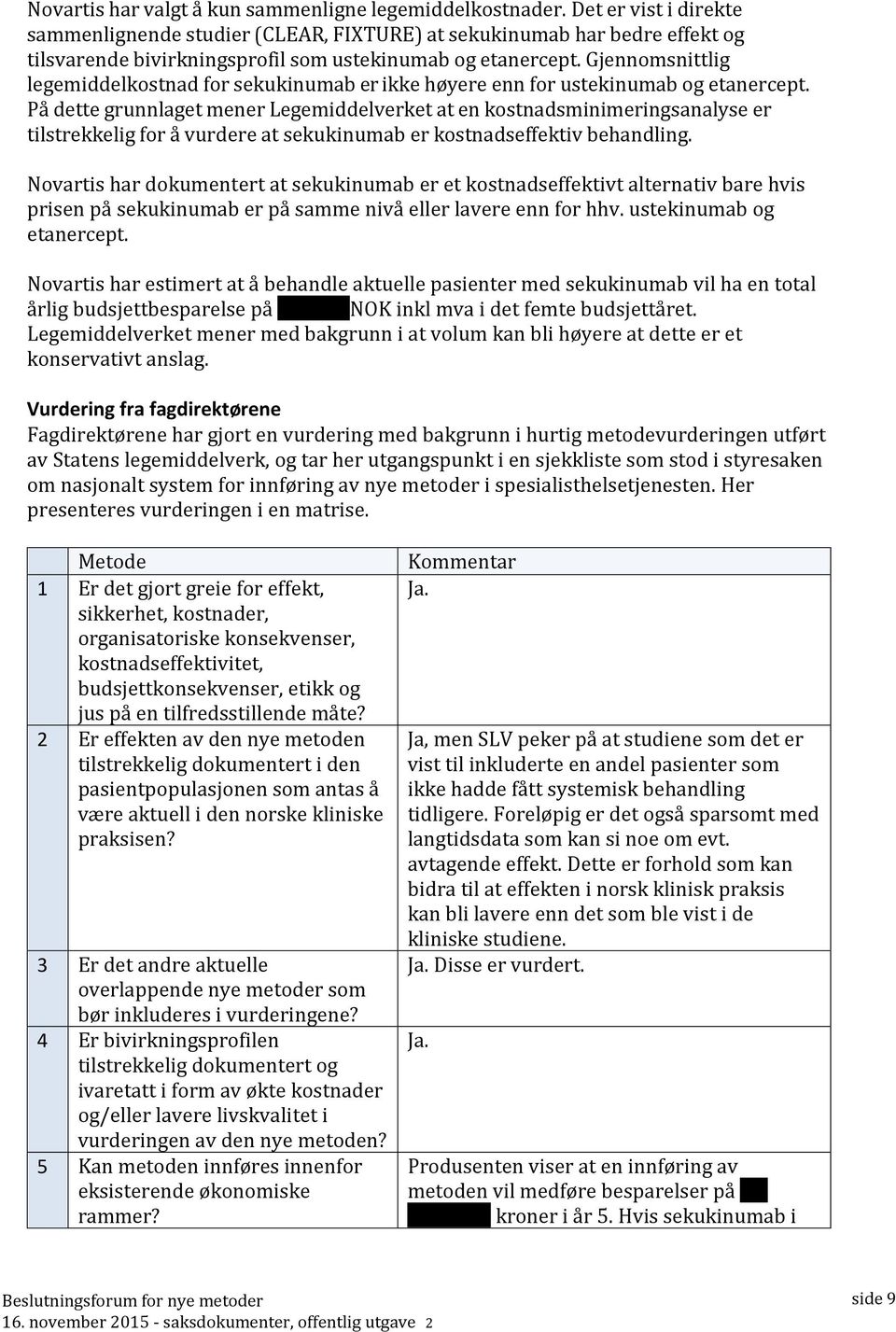 Gjennomsnittlig legemiddelkostnad for sekukinumab er ikke høyere enn for ustekinumab og etanercept.