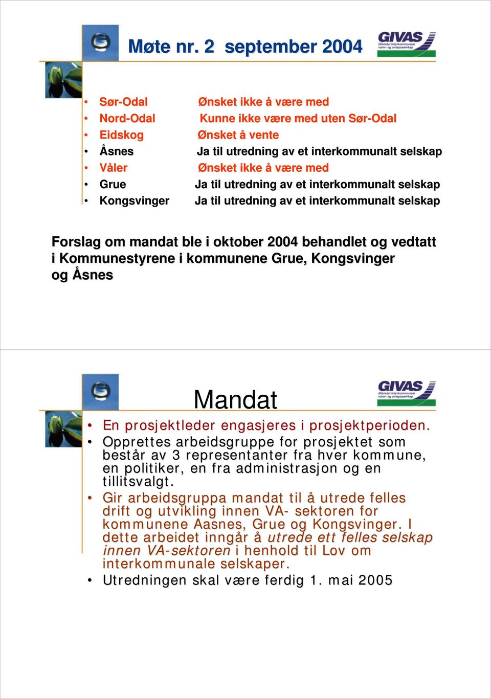 utredning av et interkommunalt selskap Ja til utredning av et interkommunalt selskap Åsnes Ja til utredning av et interkommunalt se Våler Grue Kongsvinger Ja til utredning av et interkommunalt