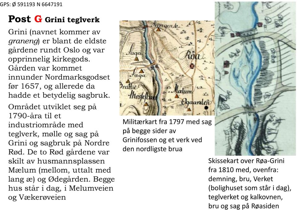 Området utviklet seg på 1790-åra til et industriområde med teglverk, mølle og sag på Grini og sagbruk på Nordre Rød.