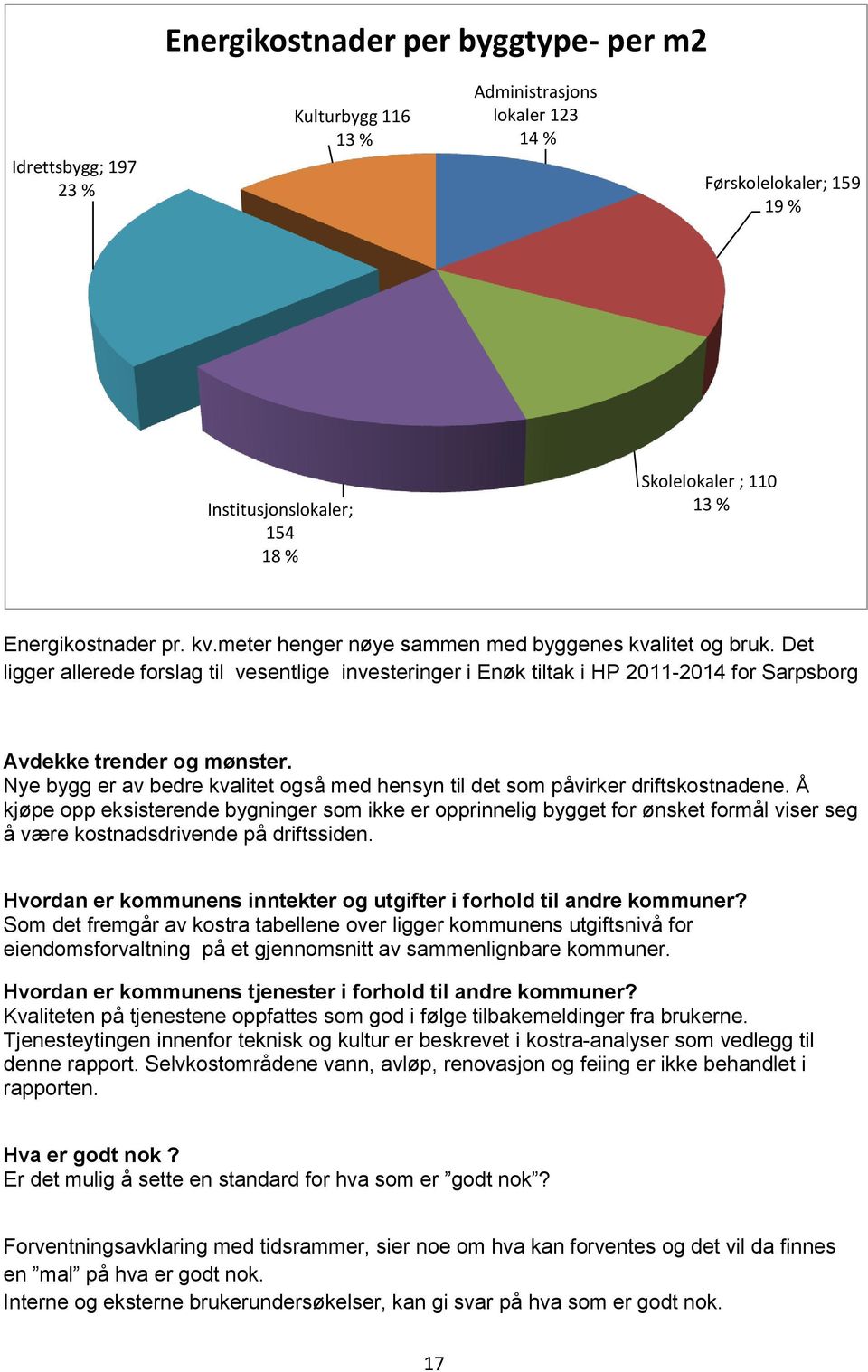 Det ligger allerede forslag til vesentlige investeringer i Enøk tiltak i HP 2011-2014 for Sarpsborg Avdekke trender og mønster.