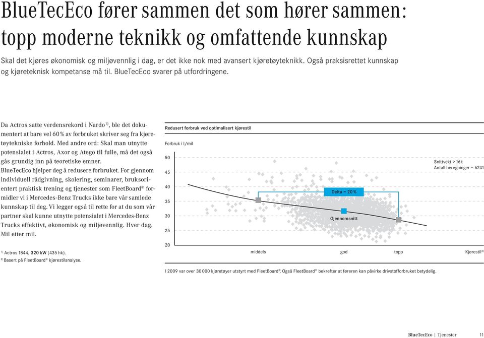 Da Actros satte verdensrekord i Nardo 1), ble det dokumentert at bare vel 60 % av forbruket skriver seg fra kjøretøytekniske forhold.