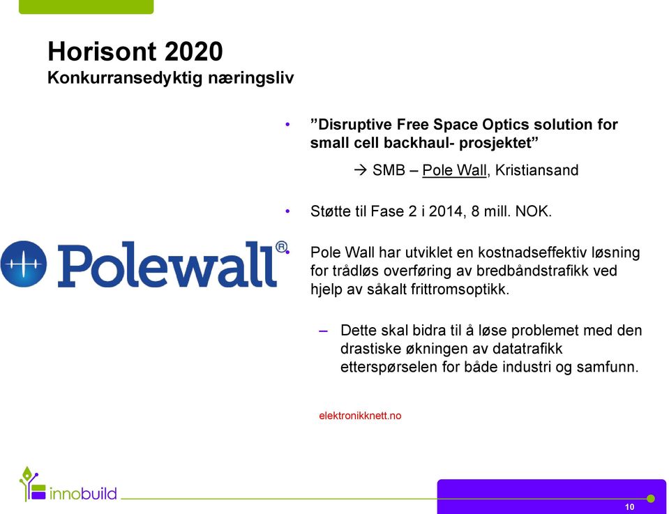 Pole Wall har utviklet en kostnadseffektiv løsning for trådløs overføring av bredbåndstrafikk ved hjelp av såkalt