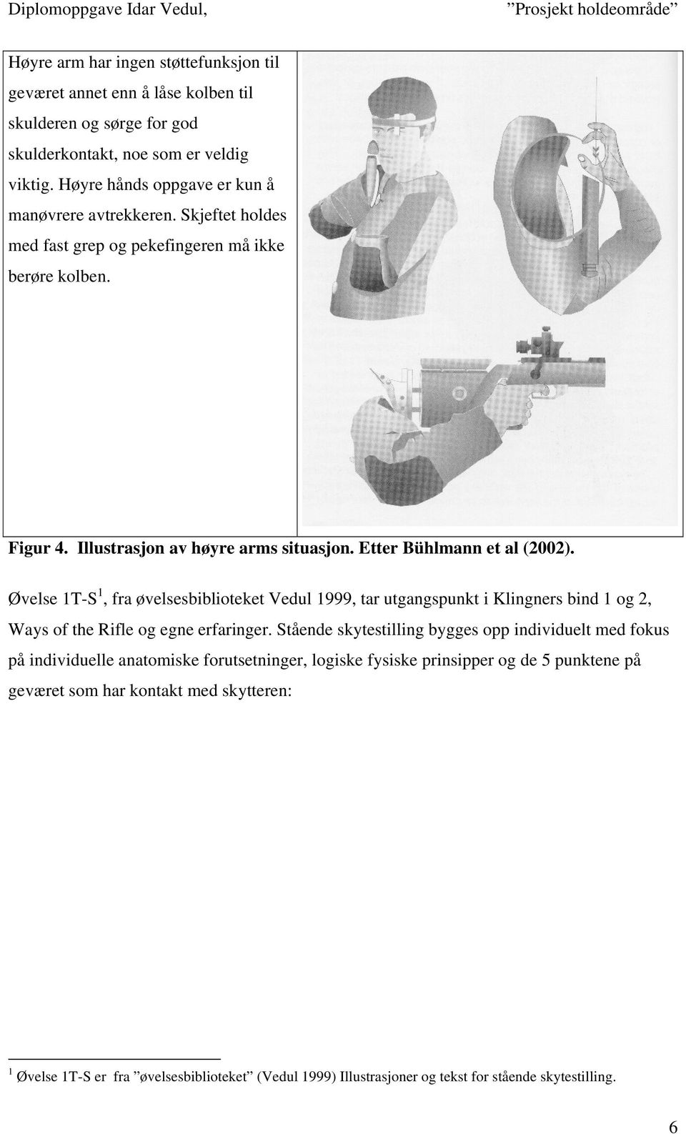 Etter Bühlmann et al (2002). Øvelse 1T-S 1, fra øvelsesbiblioteket Vedul 1999, tar utgangspunkt i Klingners bind 1 og 2, Ways of the Rifle og egne erfaringer.