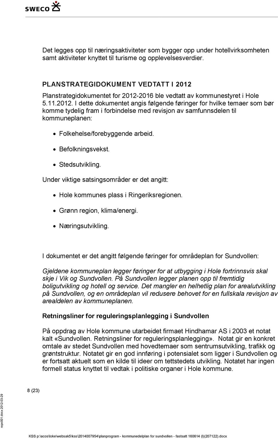 Planstrategidokumentet for 2012-