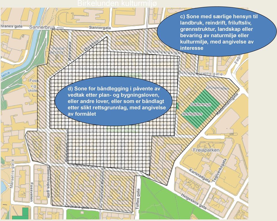 interesse d) Sone for båndlegging i påvente av vedtak etter plan- og bygningsloven,