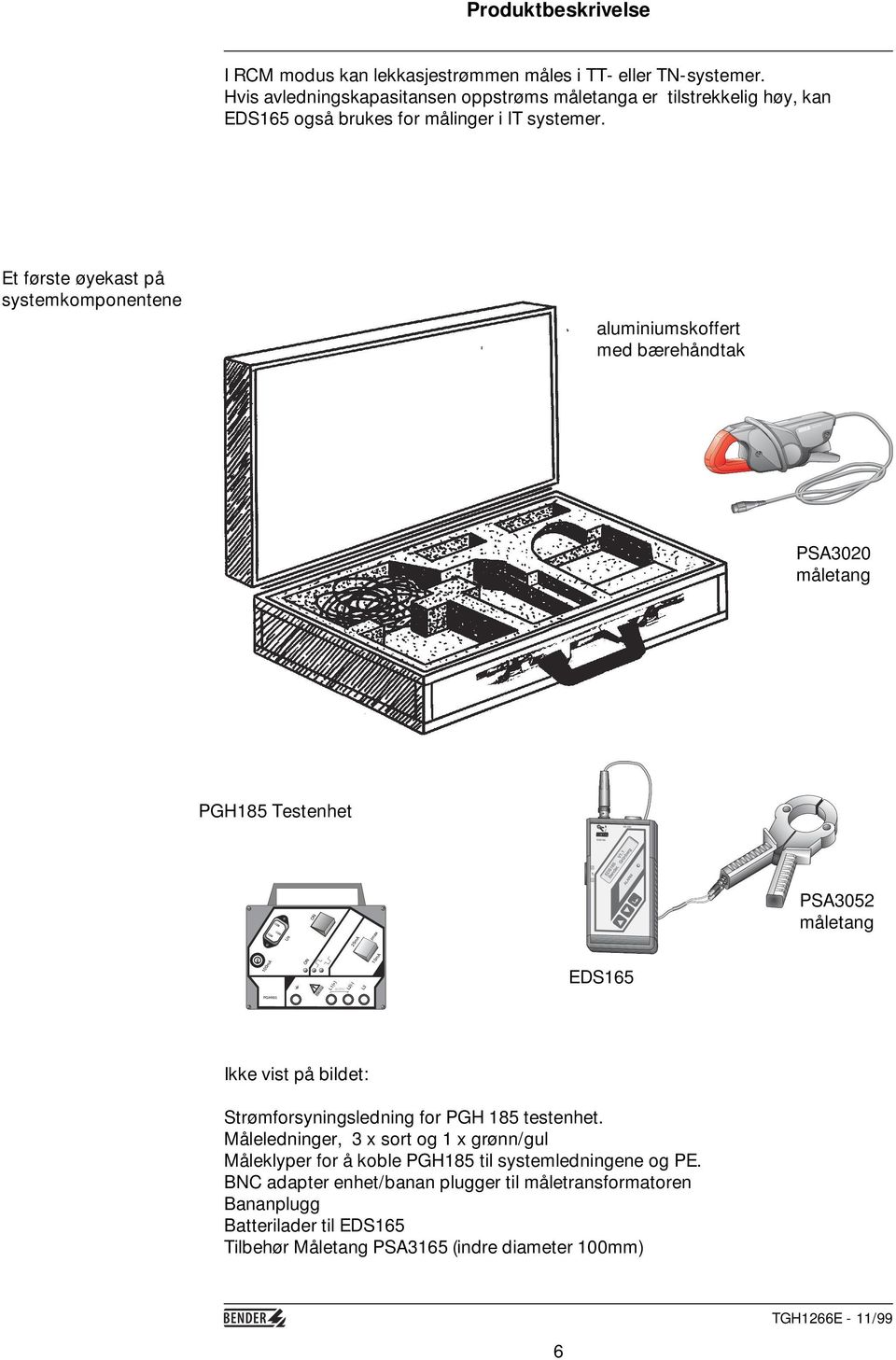 Et første øyekast på systemkomponentene aluminiumskoffert med bærehåndtak PSA3320 PSA3020 måletang PGH185 Testenhet Us ON 25mA Imax PSA3052 måletang 100mA ON L1(+) AC/DC L2(-)