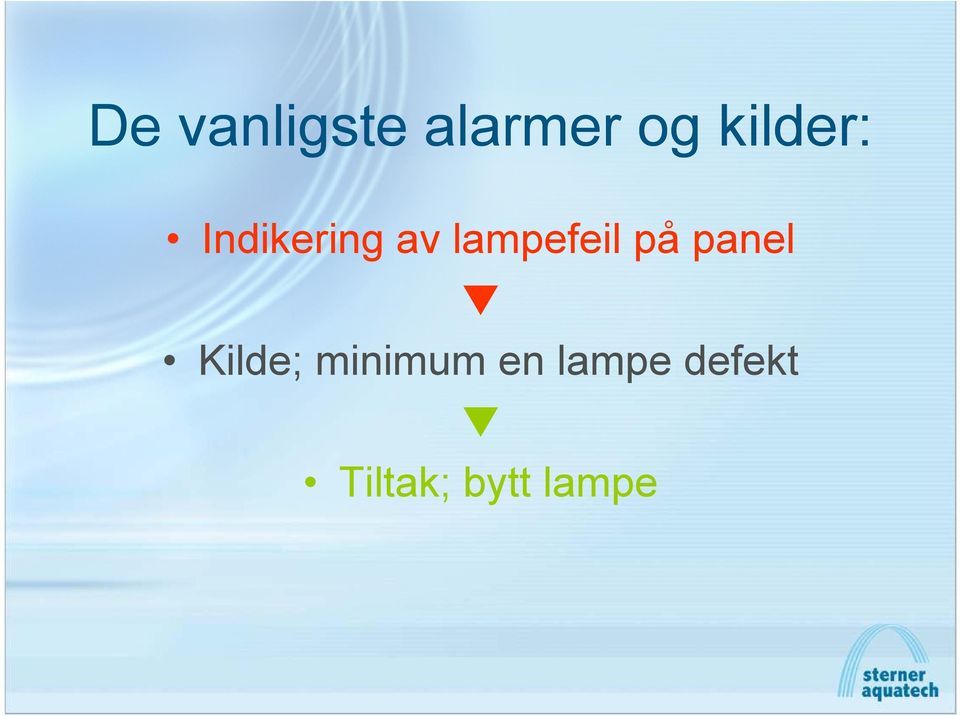 lampefeil på panel Kilde;