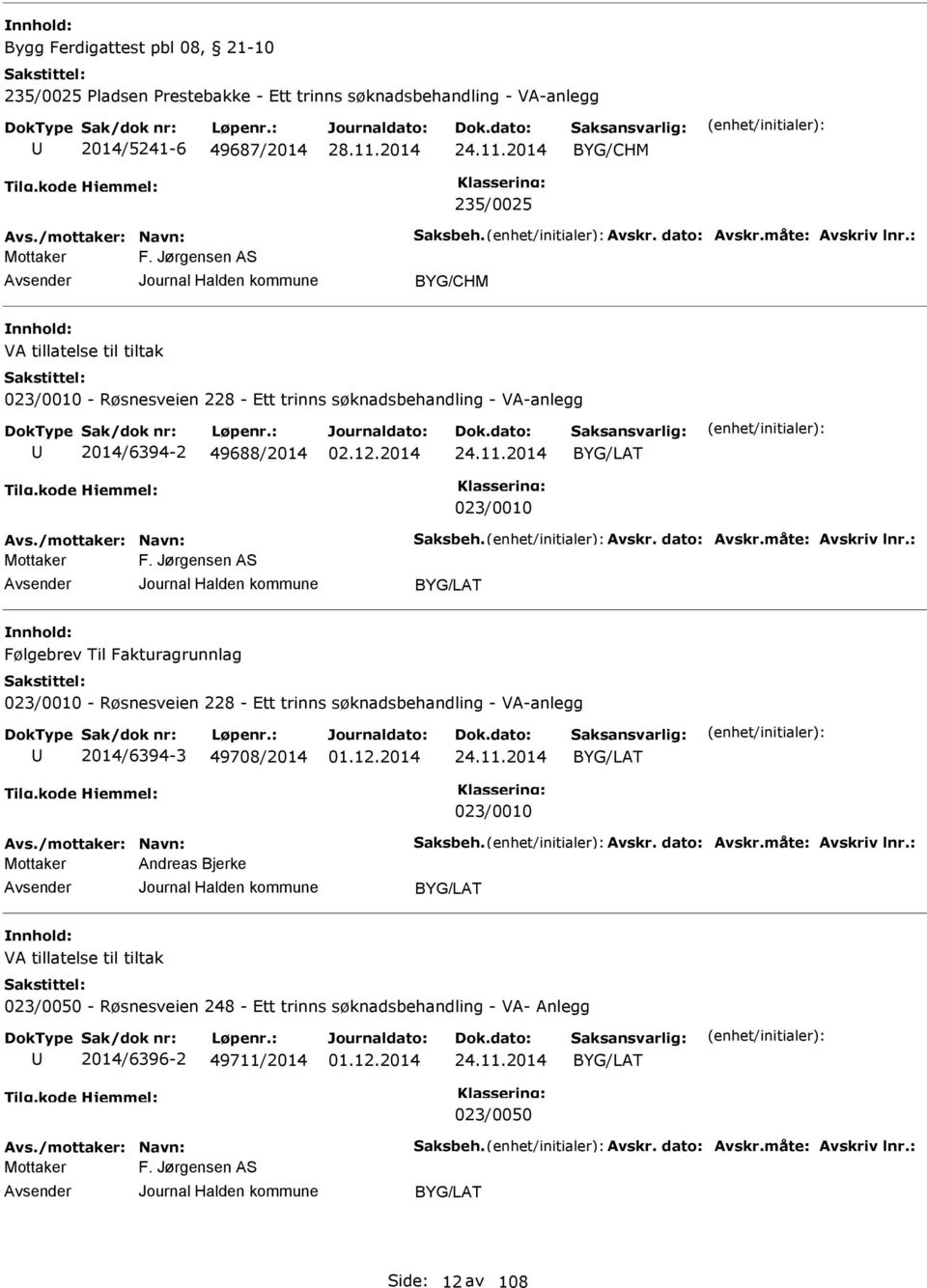 2014 BYG/LAT 023/0010 Avs./mottaker: Navn: Saksbeh. Avskr. dato: Avskr.måte: Avskriv lnr.: F.