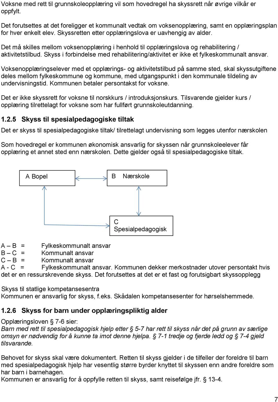 Det må skilles mellom voksenopplæring i henhold til opplæringslova og rehabilitering / aktivitetstilbud. Skyss i forbindelse med rehabilitering/aktivitet er ikke et fylkeskommunalt ansvar.