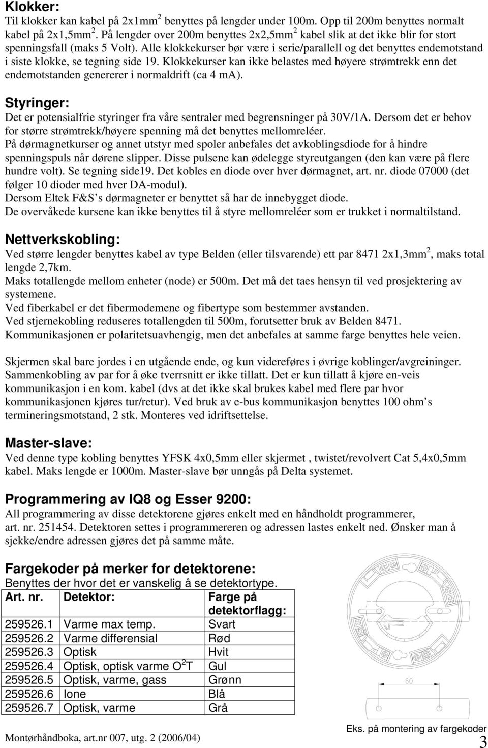 Alle klokkekurser bør være i serie/parallell og det benyttes endemotstand i siste klokke, se tegning side 9.