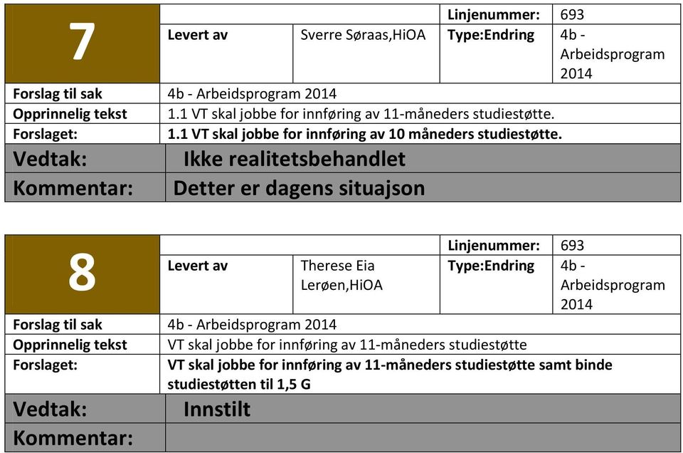 Ikke realitetsbehandlet Detter er dagens situajson 8 Linjenummer: 693 Therese Eia Lerøen,HiOA VT