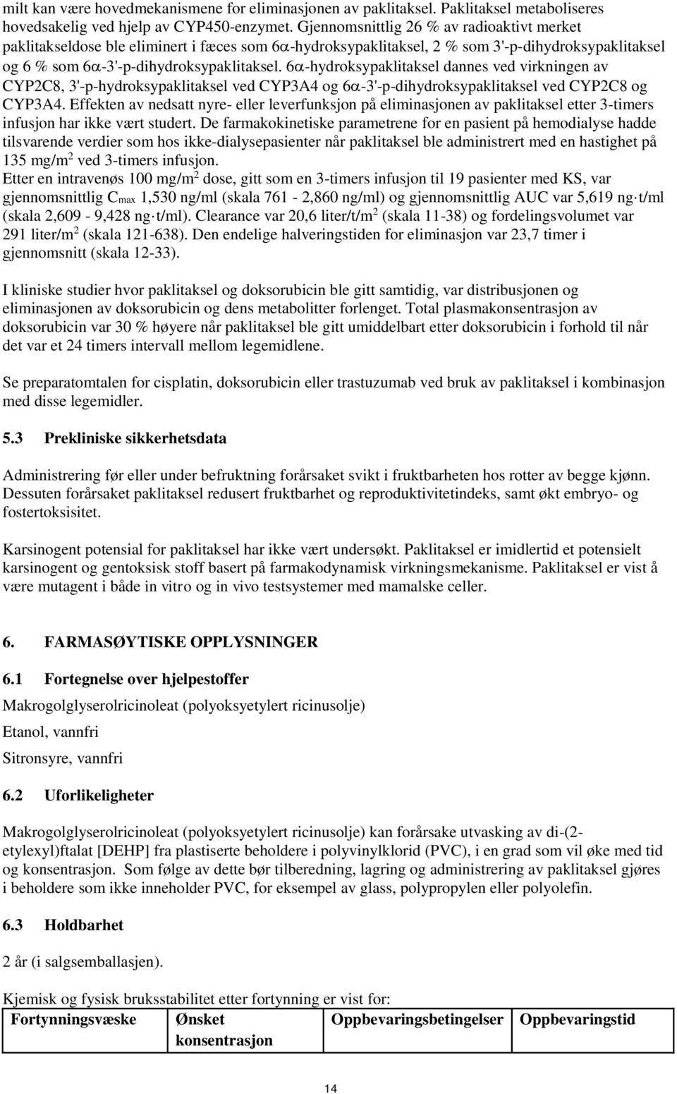 6 -hydroksypaklitaksel dannes ved virkningen av CYP2C8, 3'-p-hydroksypaklitaksel ved CYP3A4 og 6-3'-p-dihydroksypaklitaksel ved CYP2C8 og CYP3A4.