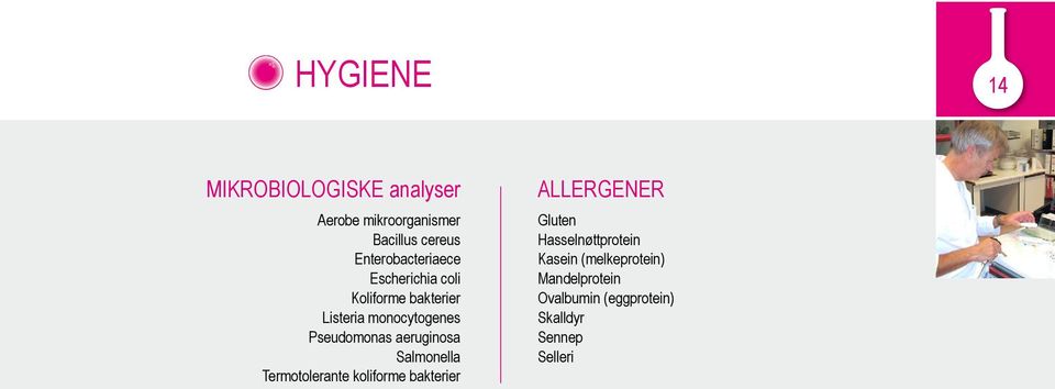 aeruginosa Salmonella Termotolerante koliforme bakterier allergener Gluten