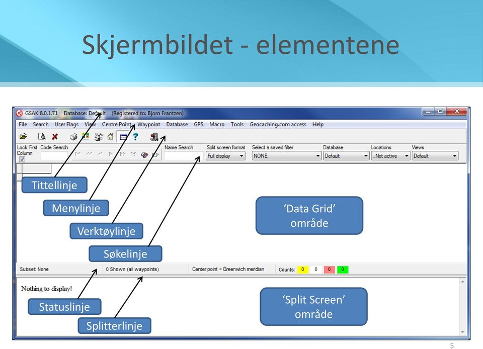 Verktøylinje Data Grid område