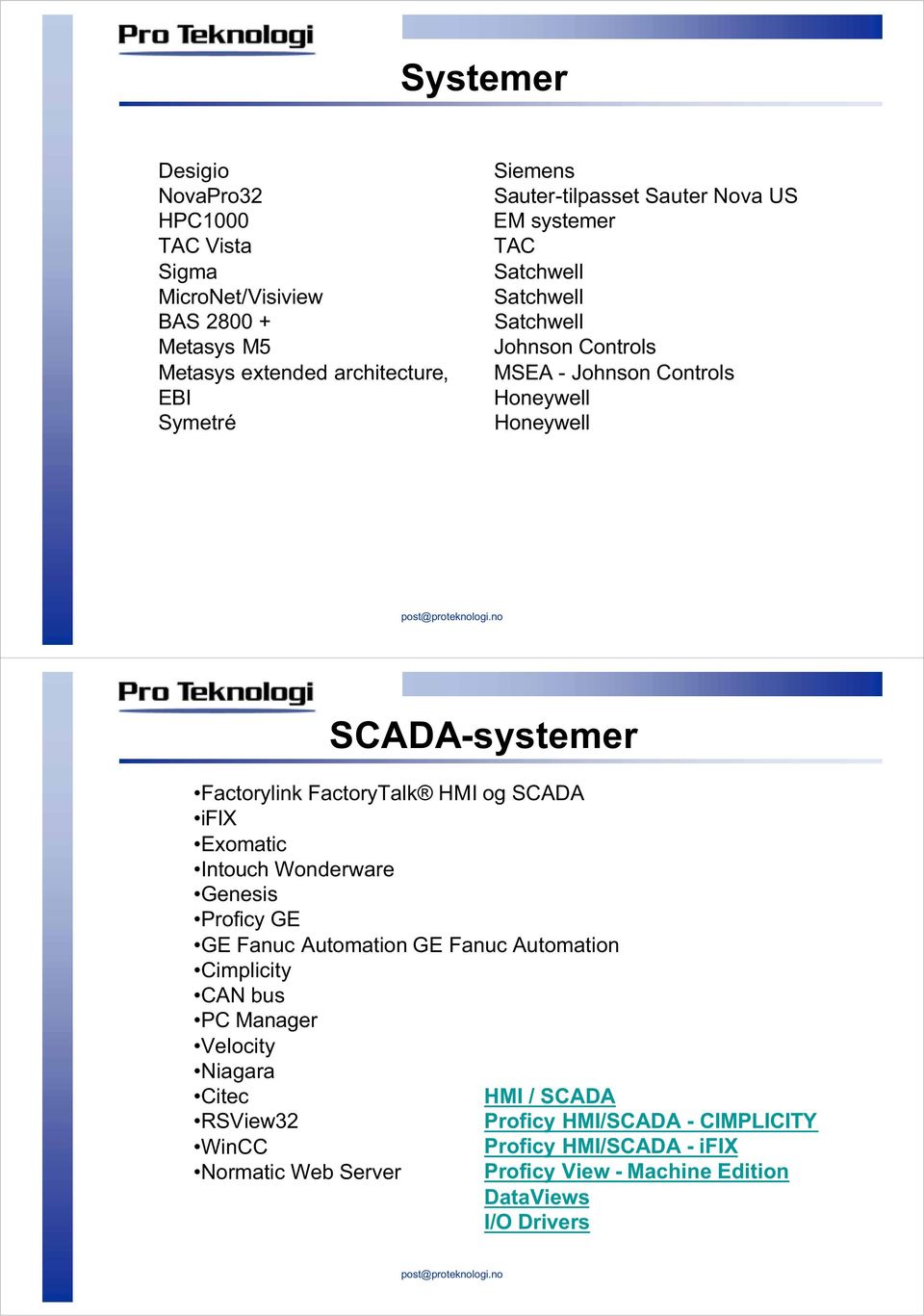 FactoryTalk HMI og SCADA ifix Exomatic Intouch Wonderware Genesis Proficy GE GE Fanuc Automation GE Fanuc Automation Cimplicity CAN bus PC Manager Velocity