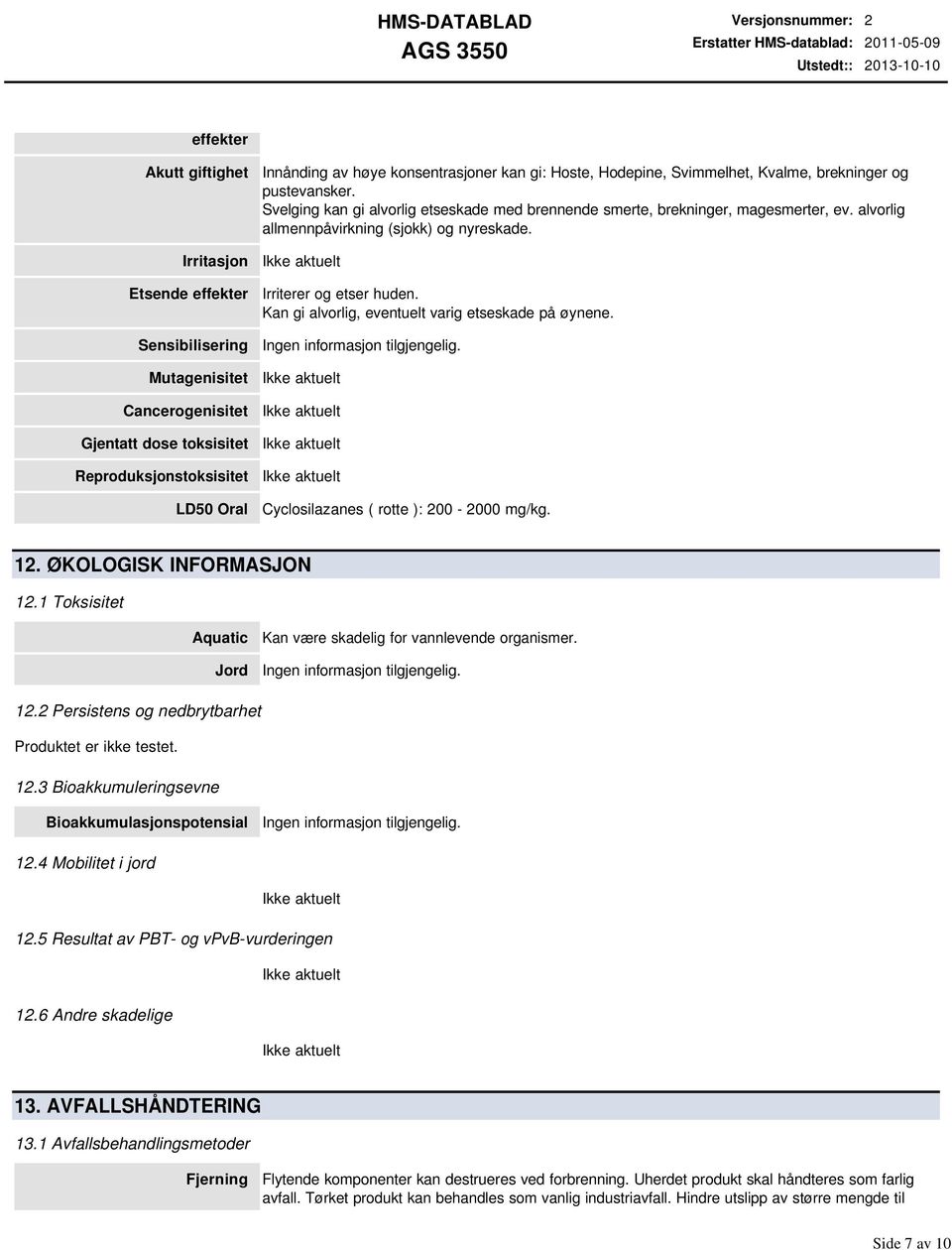 alvorlig allmennpåvirkning (sjokk) og nyreskade. Irriterer og etser huden. Kan gi alvorlig, eventuelt varig etseskade på øynene. Ingen informasjon tilgjengelig.