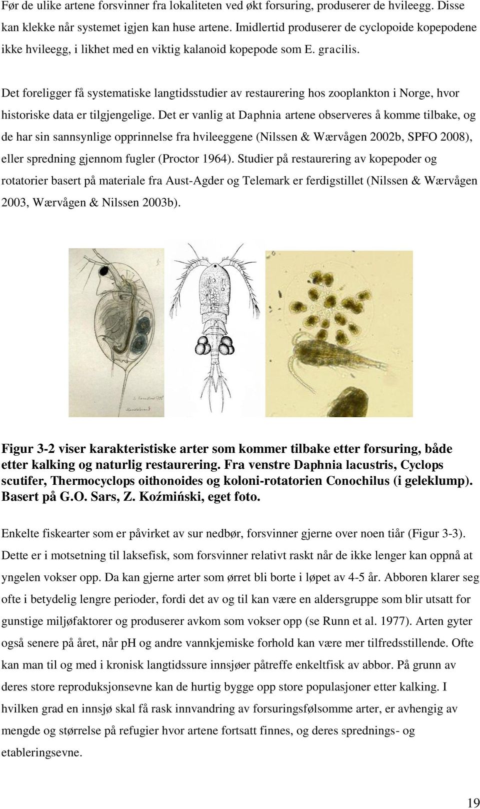 Det foreligger få systematiske langtidsstudier av restaurering hos zooplankton i Norge, hvor historiske data er tilgjengelige.