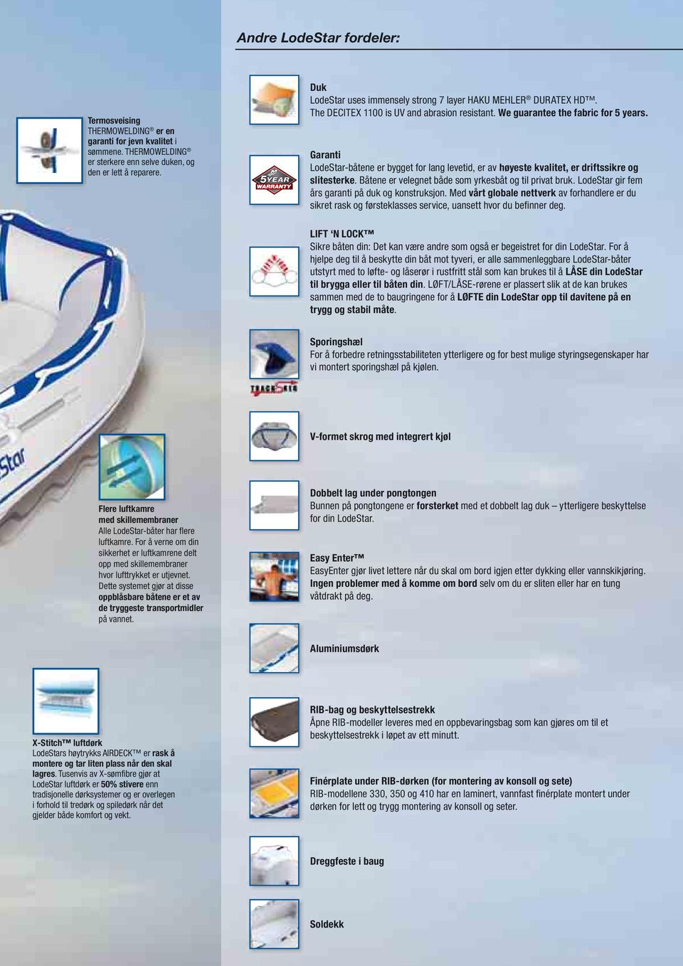 Garanti LodeStar-båtene er bygget for lang levetid, er av høyeste kvalitet, er driftssikre og slitesterke. Båtene er velegnet både som yrkesbåt og til privat bruk.
