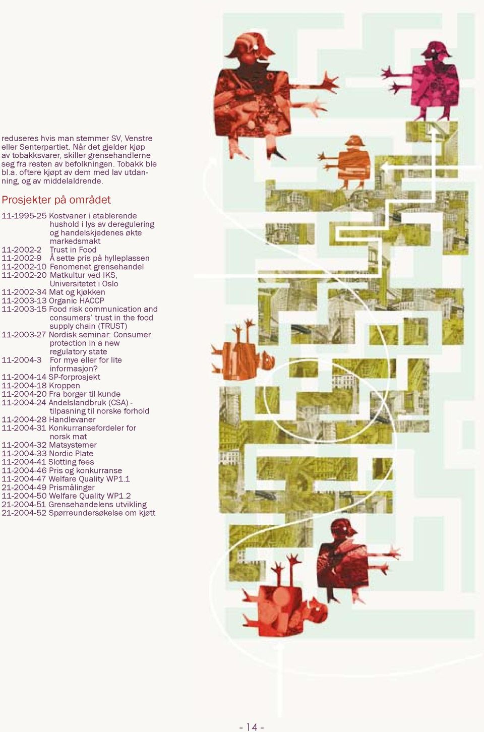 Fenomenet grensehandel 11-2002-20 Matkultur ved IKS, Universitetet i Oslo 11-2002-34 Mat og kjøkken 11-2003-13 Organic HACCP 11-2003-15 Food risk communication and consumers trust in the food supply