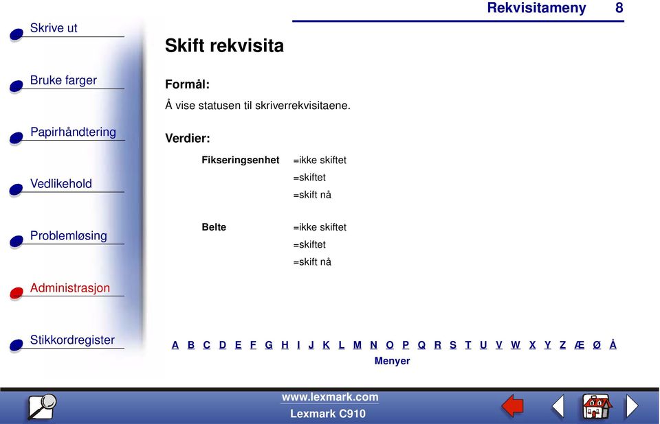 Fikseringsenhet =ikke skiftet