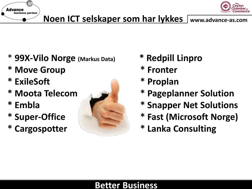 Telecom * Pageplanner Solution * Embla * Snapper Net Solutions *