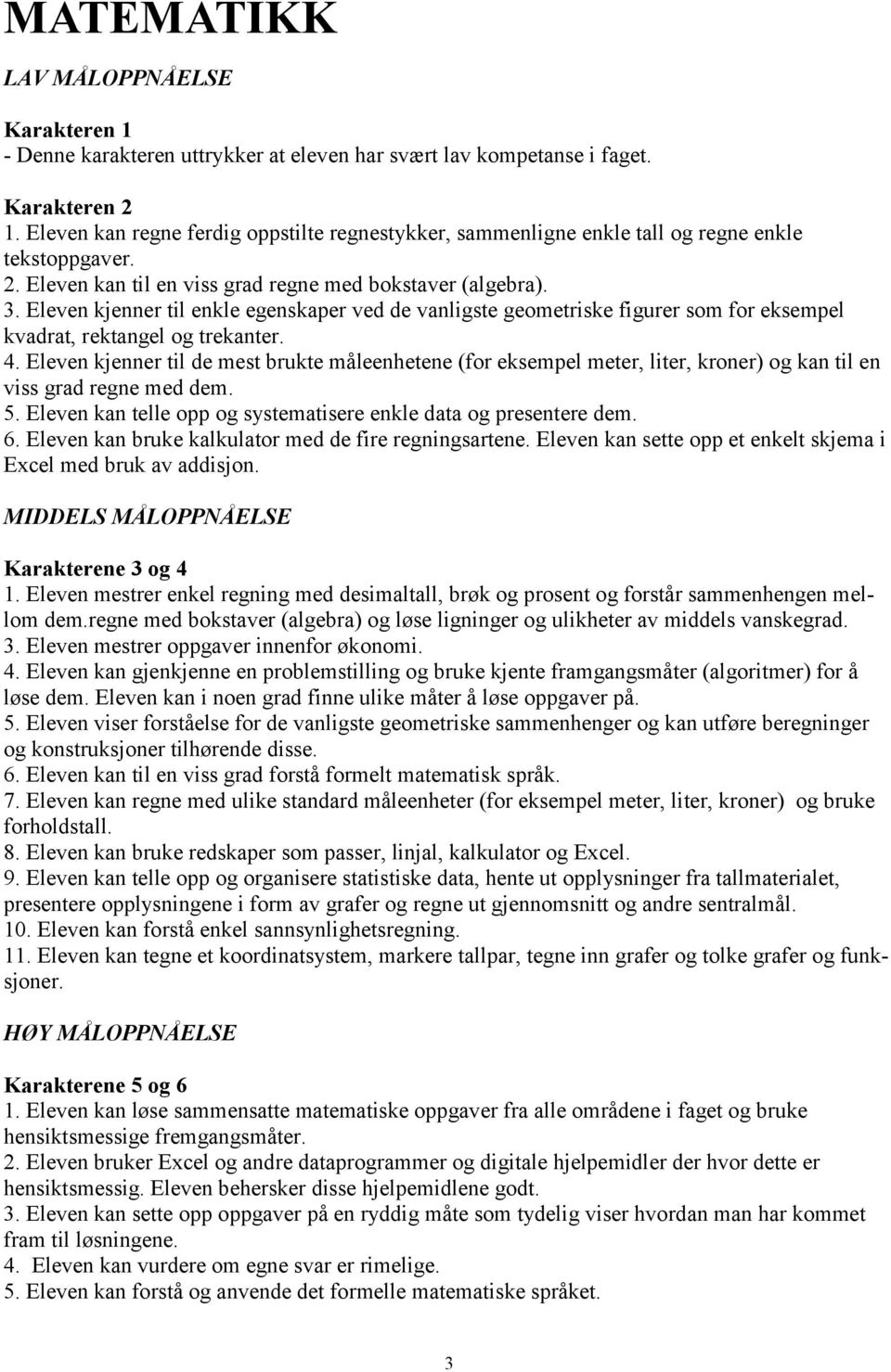 Eleven kjenner til enkle egenskaper ved de vanligste geometriske figurer som for eksempel kvadrat, rektangel og trekanter. 4.