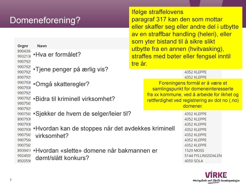 utbytte fra en annen (hvitvasking), straffes med bøter eller fengsel inntil tre år. Omgå skatteregler? Bidra til kriminell virksomhet? Sjekker de hvem de selger/leier til?