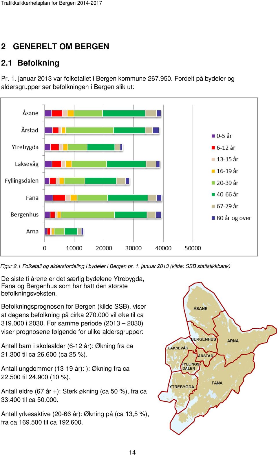 januar 2013 (kilde: SSB statistikkbank) De siste ti årene er det særlig bydelene Ytrebygda, Fana og Bergenhus som har hatt den største befolkningsveksten.