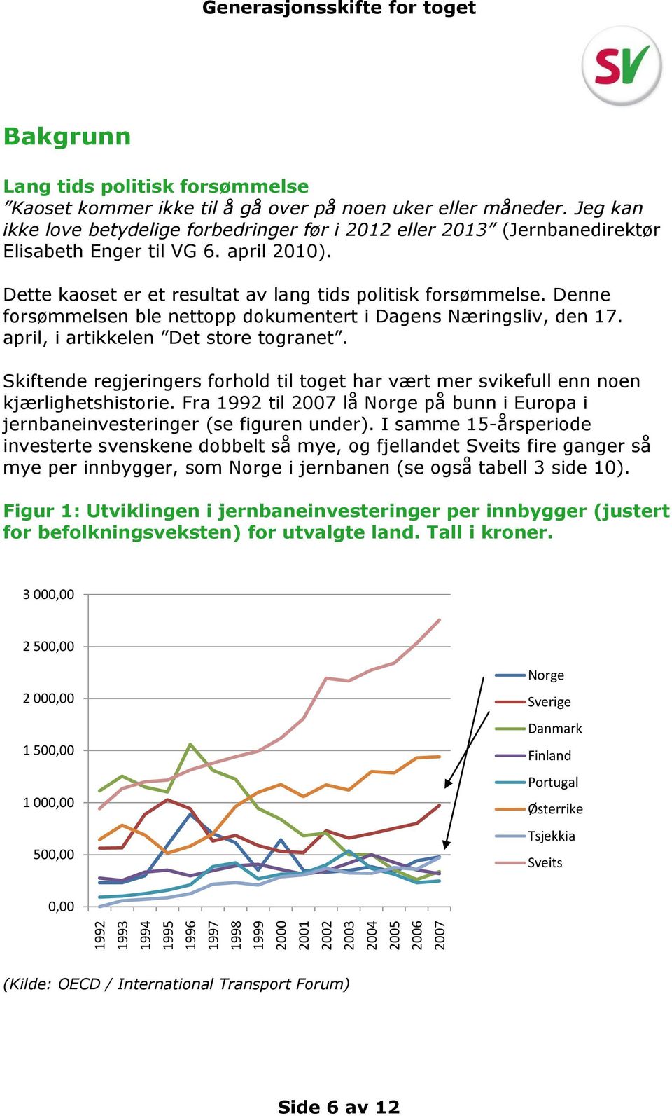 Denne forsømmelsen ble nettopp dokumentert i Dagens Næringsliv, den 17. april, i artikkelen Det store togranet.