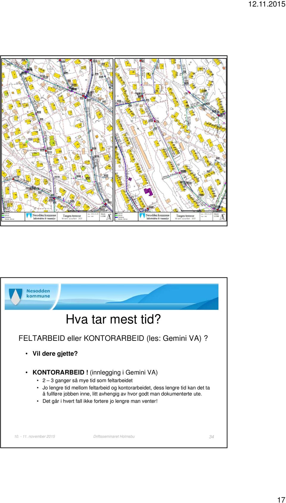 (innlegging i Gemini VA) 2 3 ganger så mye tid som feltarbeidet Jo lengre tid mellom feltarbeid og