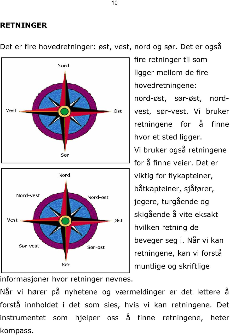 Vi bruker også retningene for å finne veier.