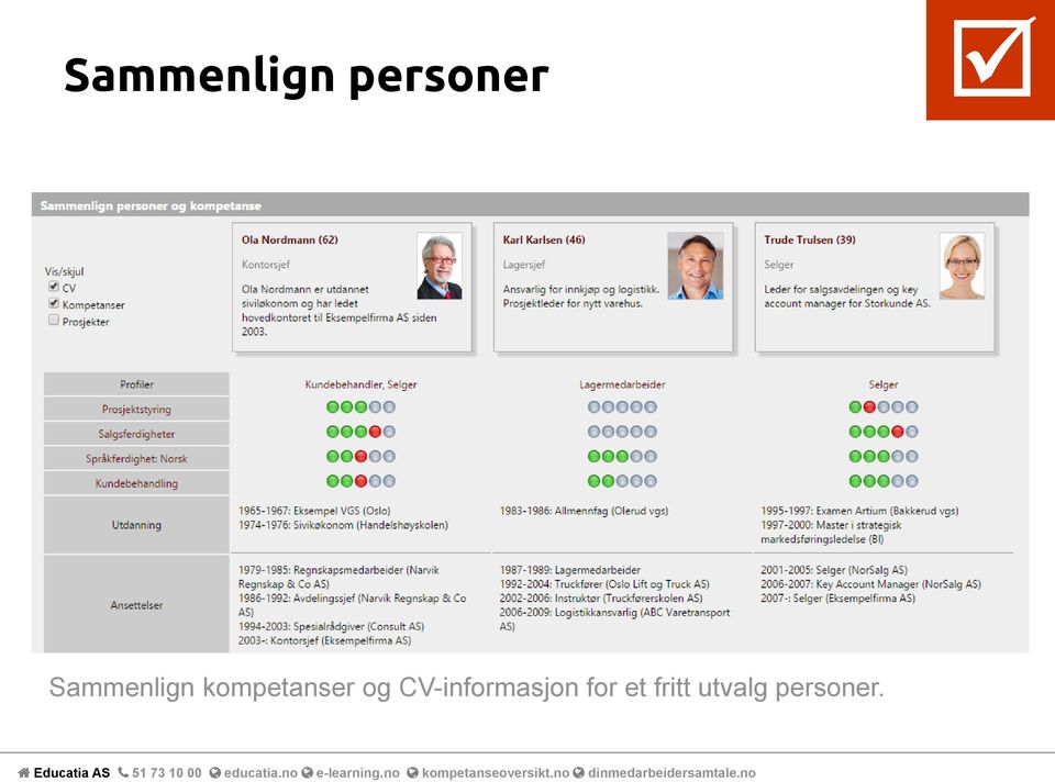 og CV-informasjon for