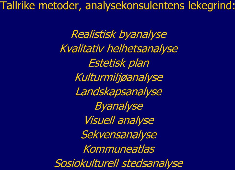 plan Kulturmiljøanalyse Landskapsanalyse Byanalyse