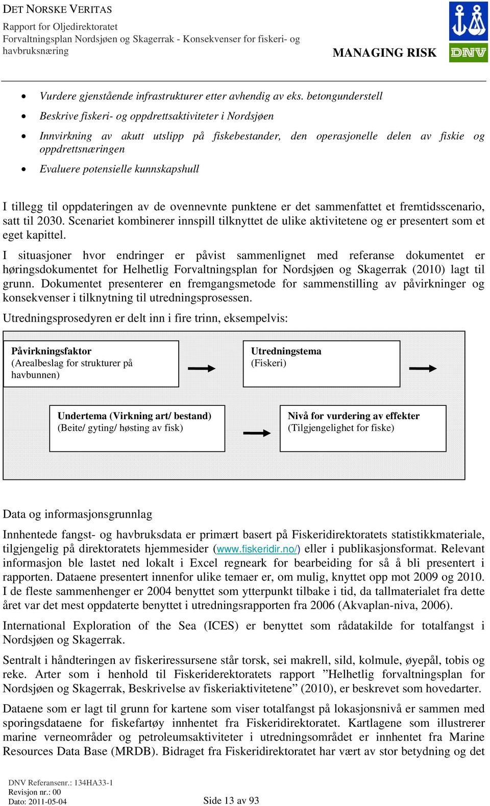 kunnskapshull I tillegg til oppdateringen av de ovennevnte punktene er det sammenfattet et fremtidsscenario, satt til 2030.