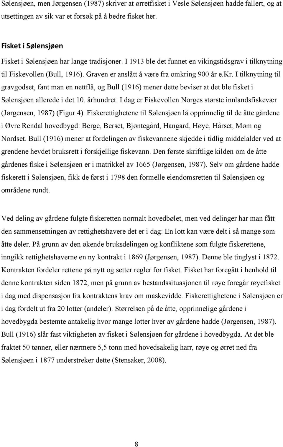 ng 900 år e.kr. I tilknytning til gravgodset, fant man en nettflå, og Bull (1916) mener dette beviser at det ble fisket i Sølensjøen allerede i det 10. århundret.